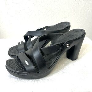 Crocs Cyprus IV Sandals Heels Black 14558 Size 10